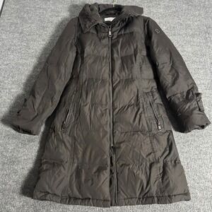 Calvin Klein Coat Womens XS‎ Brown Hooded Quilted Down Puffer Jacket Winter